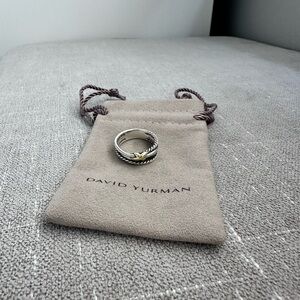 David Yurman Silver and Gold Cable Stack Ring